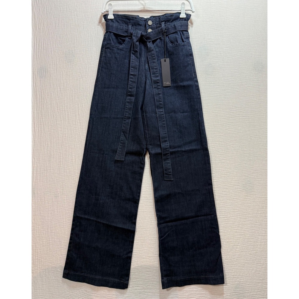 Black Label C'est Toi Wide Leg Jeans Womens Small Dark Wash Paper Bag Belted